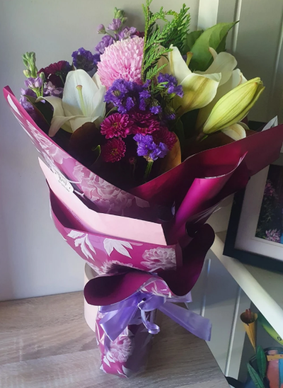 Perfect in Pink - Could you get a prettier collection of flowers?

*Fine Print: Every bouquet is hand made and delivered by the local florist. Pictures shown are recent examples of an actual arrangement that were designed by talented florists and later sent out to a customer just like you! Please note that each individual florist cannot guarantee what the flower varieties or colours will be, they do guarantee that your specific arrangement will be fresh, beautiful and that your recipient will love it!